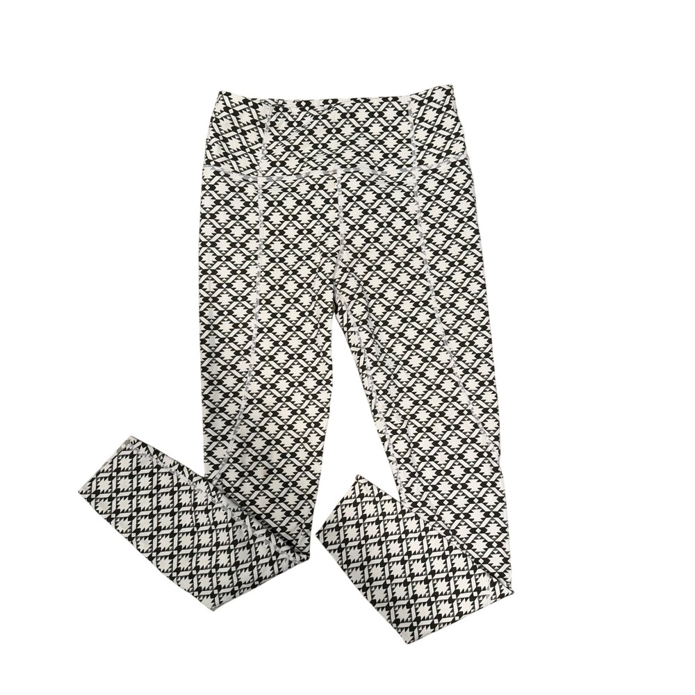 Varley Women Black White Geometric Tribal Print High Waisted Leggings‎ Size S